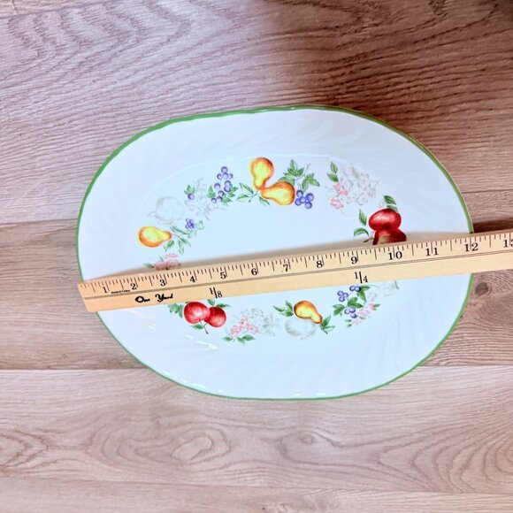 Corelle Corning Oval Serving Platter Chutney VTG 90s Dinnerware Fruit Garland - Picture 6 of 11